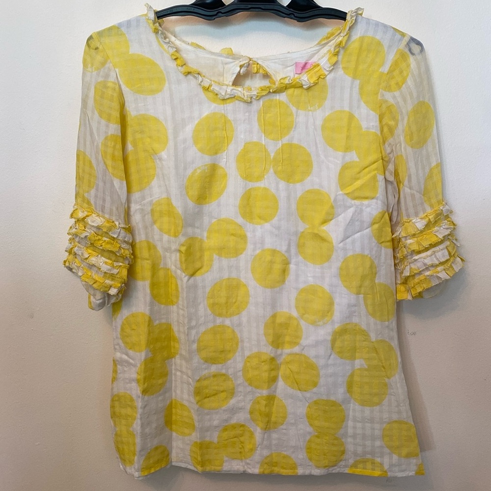 Lilly Pulitzer Yellow Polka Dot Blouse